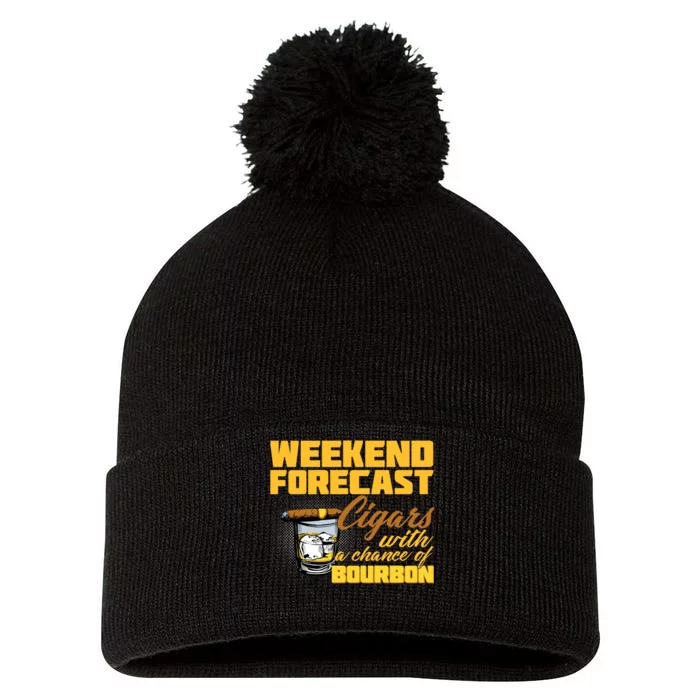 Weekend Forcast Cigars and Bourbon Pom Pom 12in Knit Beanie