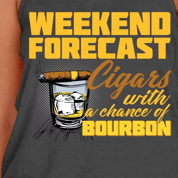 Weekend Forcast Cigars and Bourbon Women's Knotted Racerback Tank