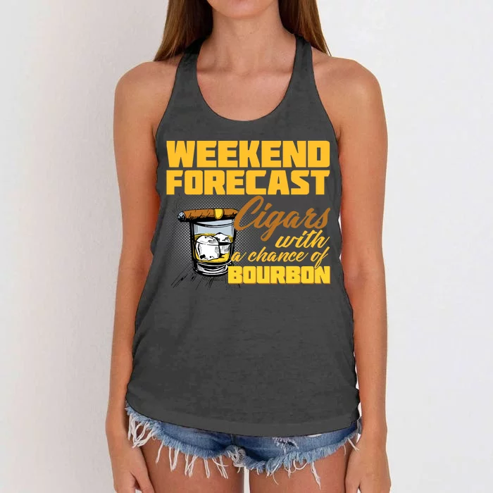 Weekend Forcast Cigars and Bourbon Women's Knotted Racerback Tank