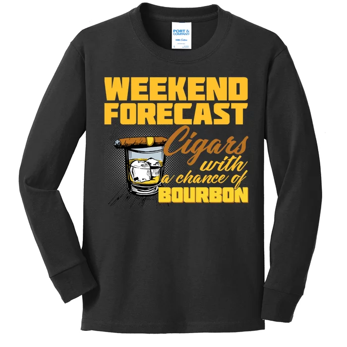 Weekend Forcast Cigars and Bourbon Kids Long Sleeve Shirt