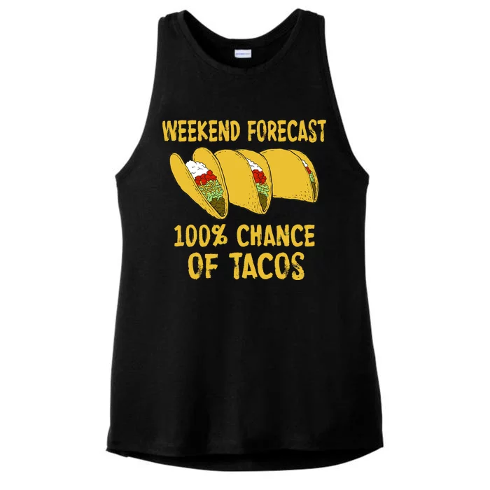 Weekend Forecast 100 Percent Chance Of Tacos Ladies Tri-Blend Wicking Tank