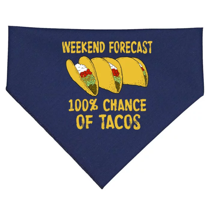 Weekend Forecast 100 Percent Chance Of Tacos USA-Made Doggie Bandana