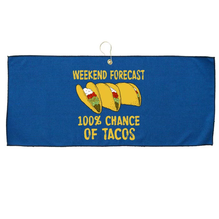 Weekend Forecast 100 Percent Chance Of Tacos Large Microfiber Waffle Golf Towel