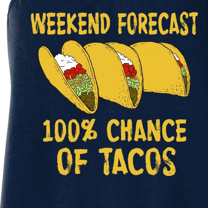 Weekend Forecast 100 Percent Chance Of Tacos Women's Racerback Tank