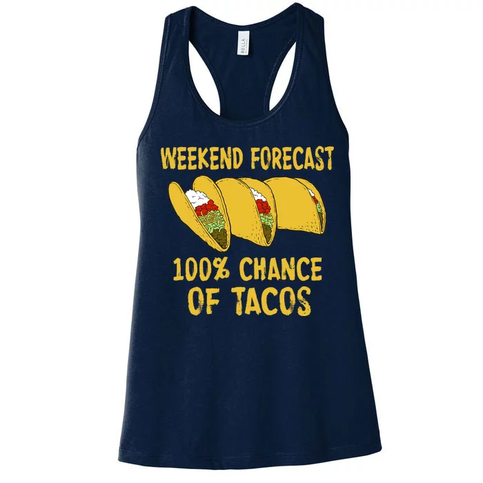 Weekend Forecast 100 Percent Chance Of Tacos Women's Racerback Tank