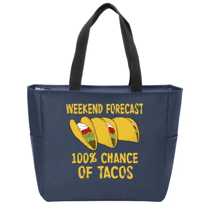 Weekend Forecast 100 Percent Chance Of Tacos Zip Tote Bag