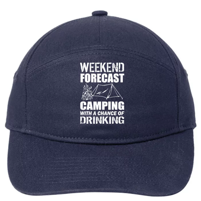 Weekend Forecast Camping With A Chance Of Drinking 7-Panel Snapback Hat