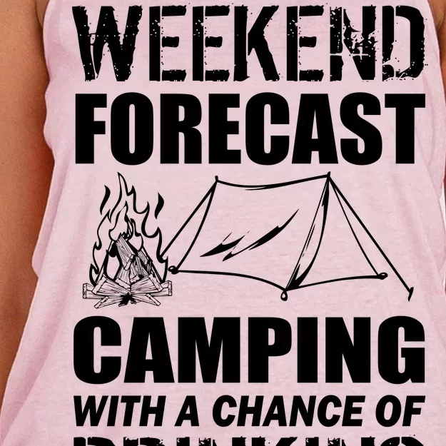 Weekend Forecast Camping With A Chance Of Drinking Women's Knotted Racerback Tank