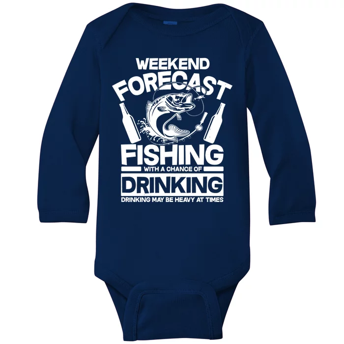 Weekend Forecast Fishing And Drinking Baby Long Sleeve Bodysuit