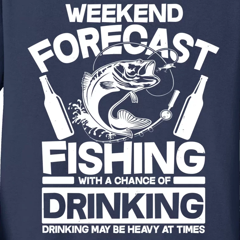 Weekend Forecast Fishing And Drinking Kids Long Sleeve Shirt