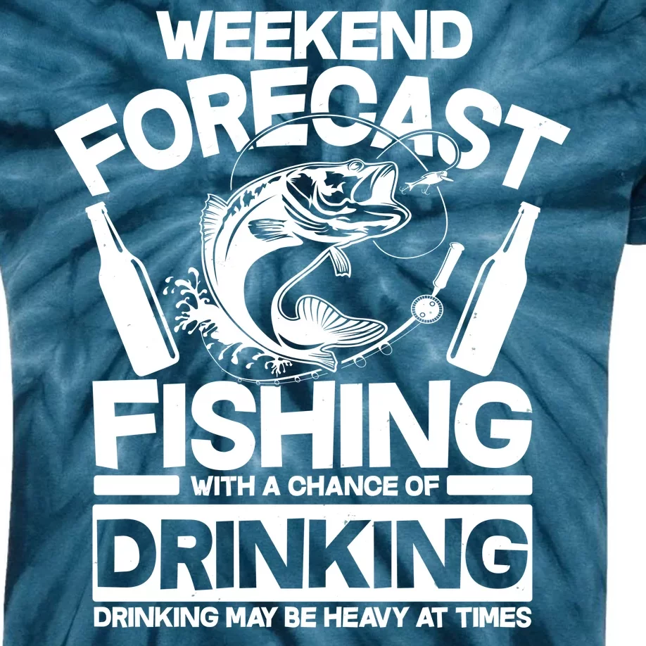 Weekend Forecast Fishing And Drinking Kids Tie-Dye T-Shirt