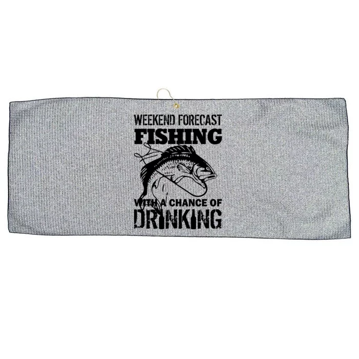 Weekend Forecast Fishing With A Chance Of Drinking Large Microfiber Waffle Golf Towel