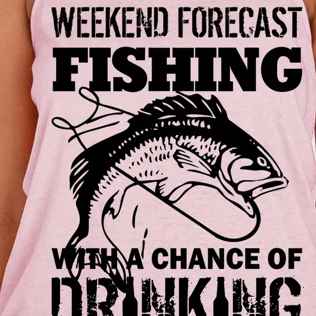 Weekend Forecast Fishing With A Chance Of Drinking Women's Knotted Racerback Tank