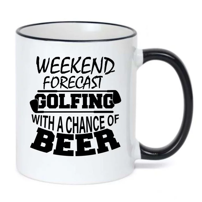 Weekend Forecast Golfing With A Side Of Beer Black Color Changing Mug