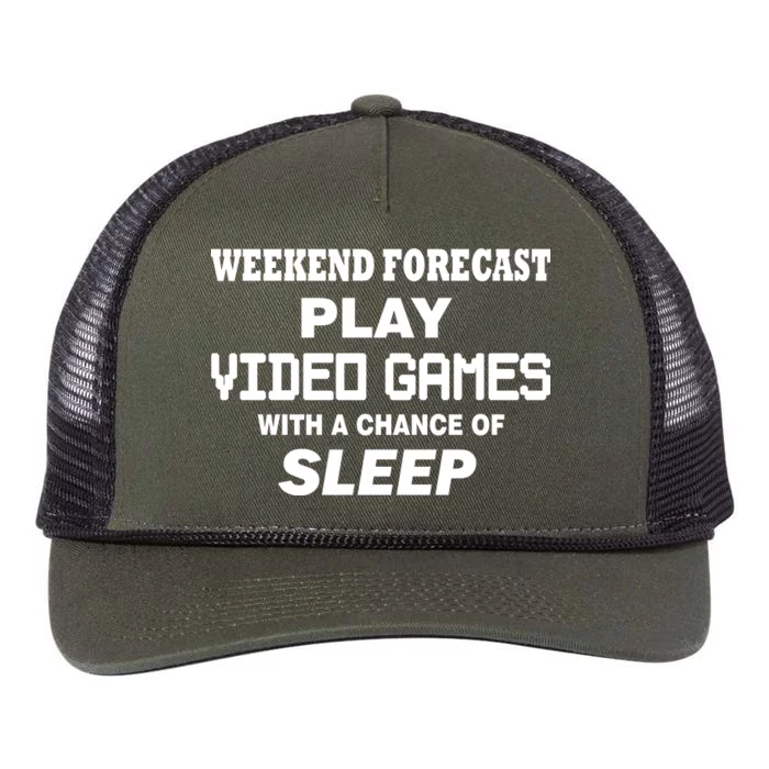 Weekend Forecast Play Video Games Retro Rope Trucker Hat Cap