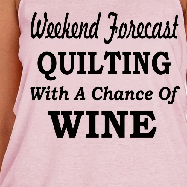 Weekend Forecast Quilting And Wine Women's Knotted Racerback Tank