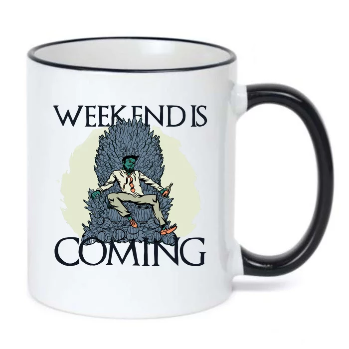 Weekend Is Coming Black Color Changing Mug