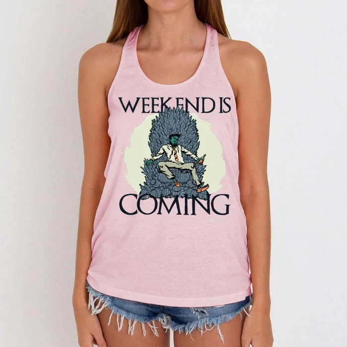 Weekend Is Coming Women's Knotted Racerback Tank