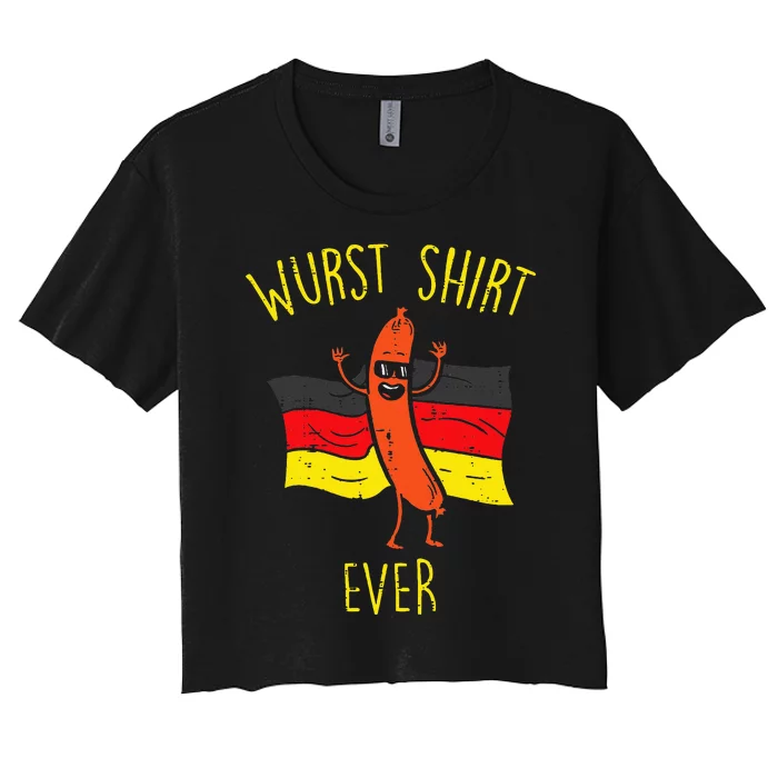 Wurst Ever Funny Sausage Oktoberfest Women's Crop Top Tee