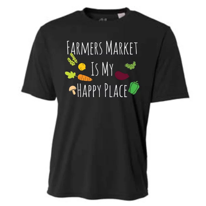 Womens Eat Fresh Support Local Farmers Market Happy Place Cooling Performance Crew T-Shirt