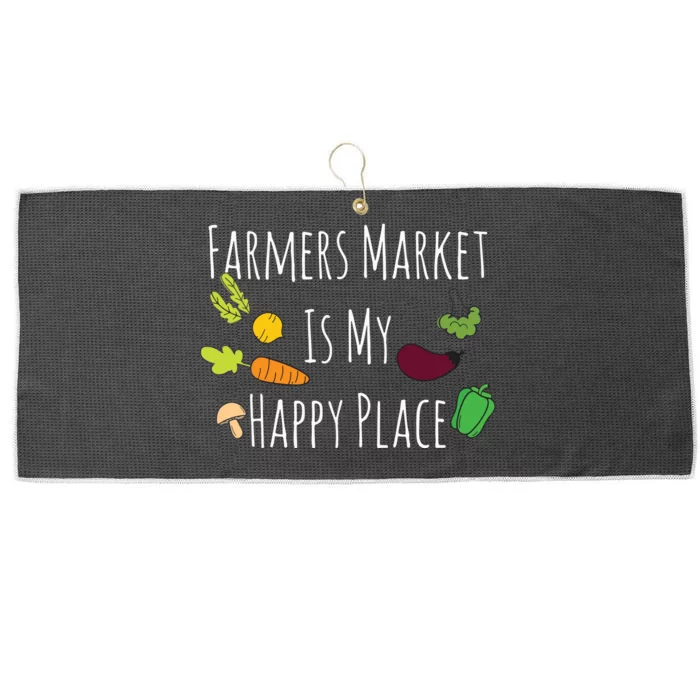 Womens Eat Fresh Support Local Farmers Market Happy Place Large Microfiber Waffle Golf Towel