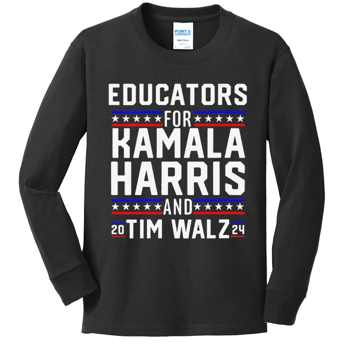 Women Educators For Kamala Harris Tim Walz 2024 For President Vp Gift Kids Long Sleeve Shirt