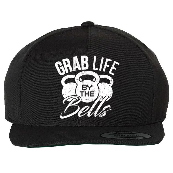 Workout Exercise Gym Grab Life By The Bells Funny Gift Wool Snapback Cap