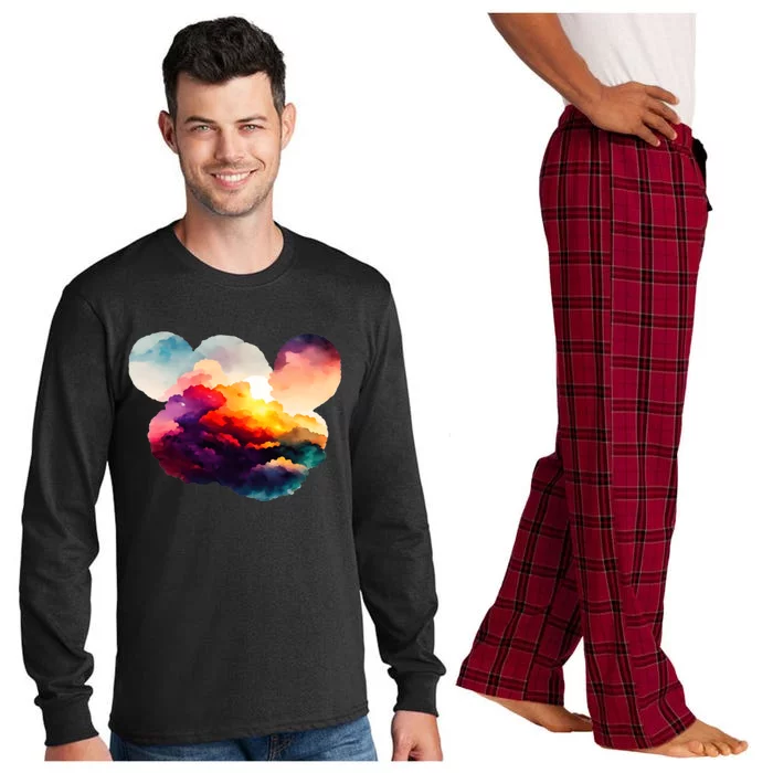 Watercolor Earth Globe Mickey Mouse Long Sleeve Pajama Set