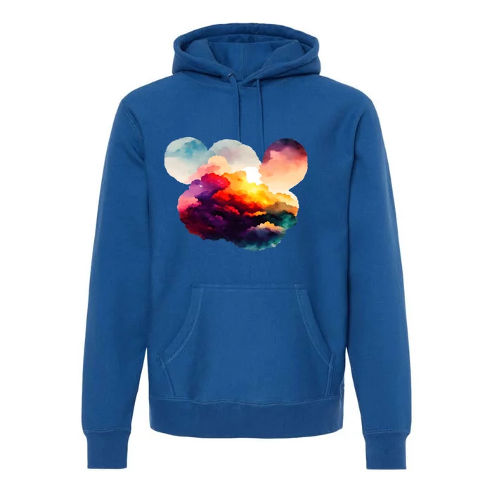 Watercolor Earth Globe Mickey Mouse Premium Hoodie