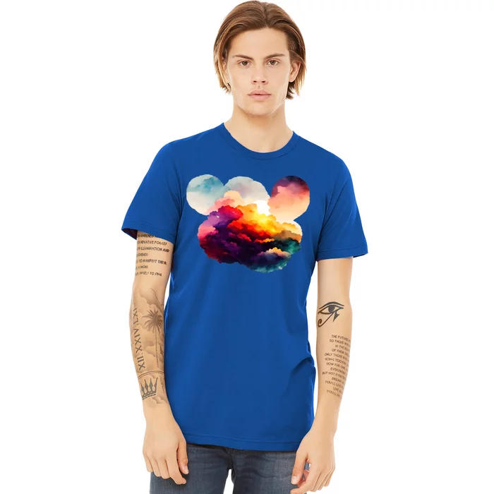 Watercolor Earth Globe Mickey Mouse Premium T-Shirt