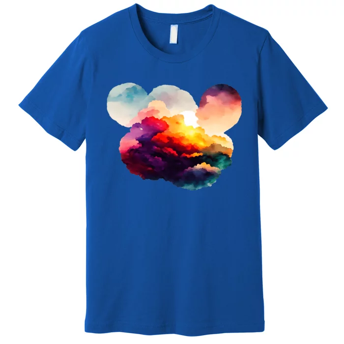 Watercolor Earth Globe Mickey Mouse Premium T-Shirt