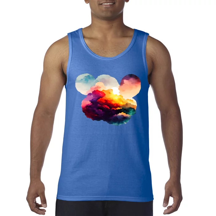 Watercolor Earth Globe Mickey Mouse Tank Top