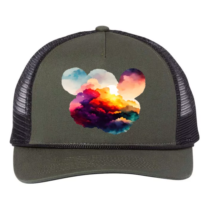 Watercolor Earth Globe Mickey Mouse Retro Rope Trucker Hat Cap