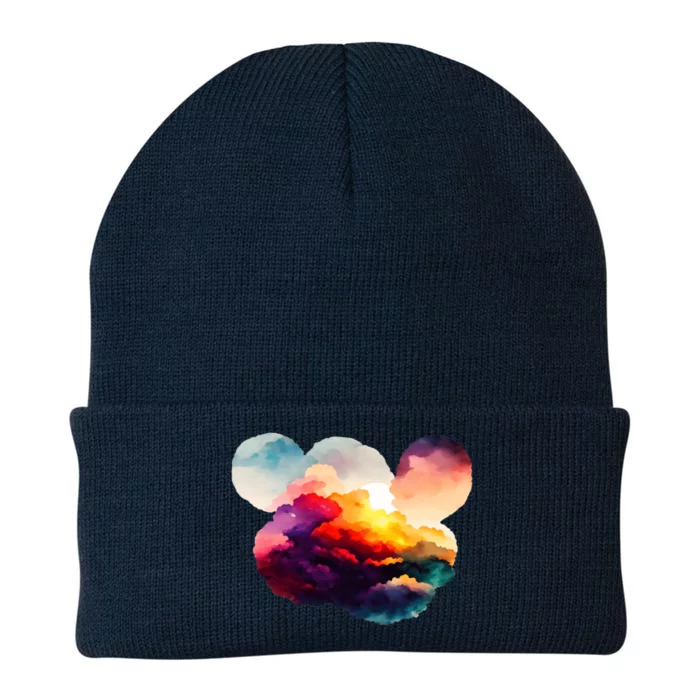 Watercolor Earth Globe Mickey Mouse Knit Cap Winter Beanie