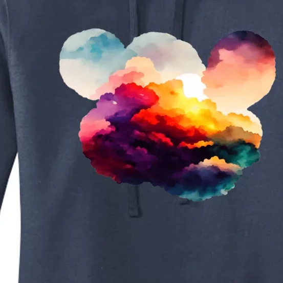 Watercolor Earth Globe Mickey Mouse Women's Pullover Hoodie