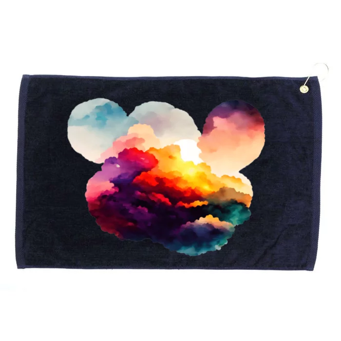 Watercolor Earth Globe Mickey Mouse Grommeted Golf Towel