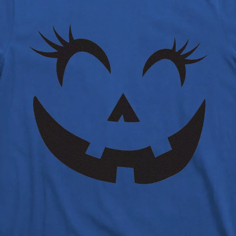 Winking Eye Halloween Lashes JackOLantern Pumpkin Face T-Shirt