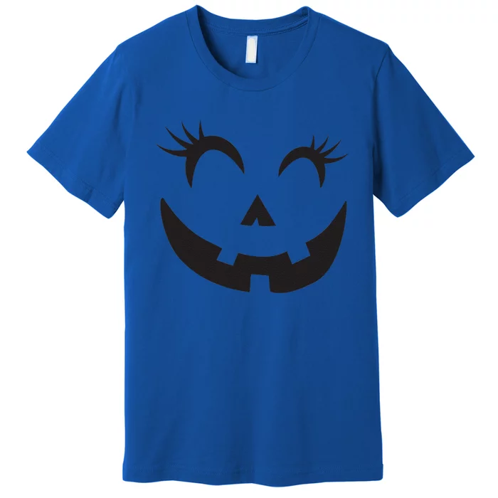 Winking Eye Halloween Lashes JackOLantern Pumpkin Face Premium T-Shirt