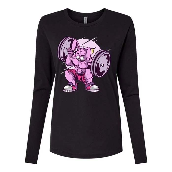 Weightlifting Rabbit Womens Cotton Relaxed Long Sleeve T-Shirt