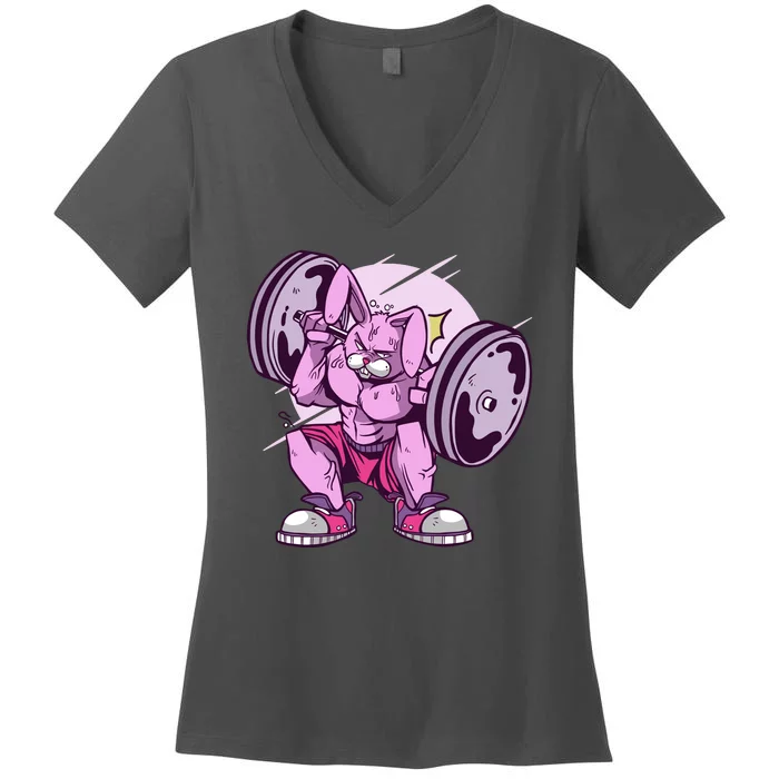 Weightlifting Rabbit Women's V-Neck T-Shirt