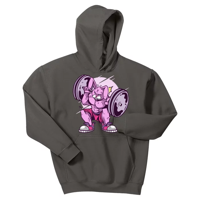 Weightlifting Rabbit Kids Hoodie