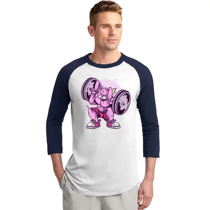 Weightlifting Rabbit Baseball Sleeve Shirt