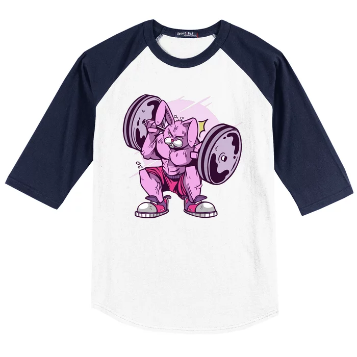 Weightlifting Rabbit Baseball Sleeve Shirt