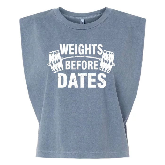 Weights Before Dates Motivation Garment-Dyed Women's Muscle Tee