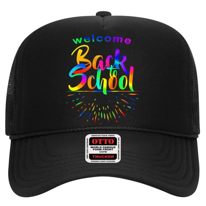 Welcome Back To School High Crown Mesh Trucker Hat