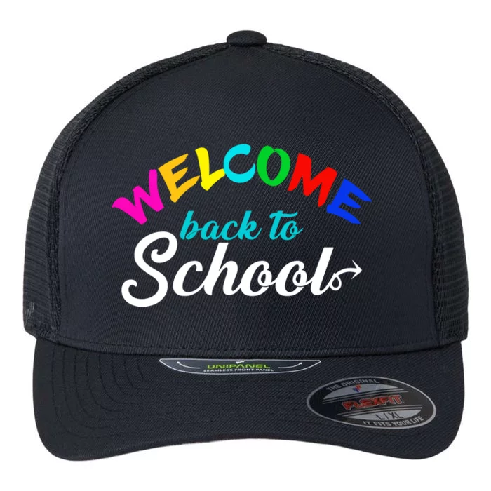 Welcome Back To School Arrow Flexfit Unipanel Trucker Cap