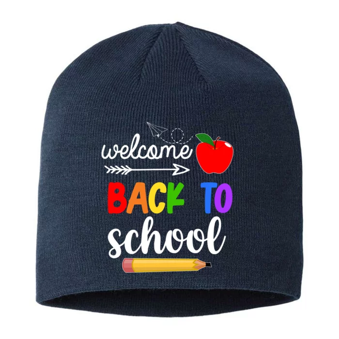 Welcome Back To School Teachers Students 8 1/2in Sustainable Knit Beanie