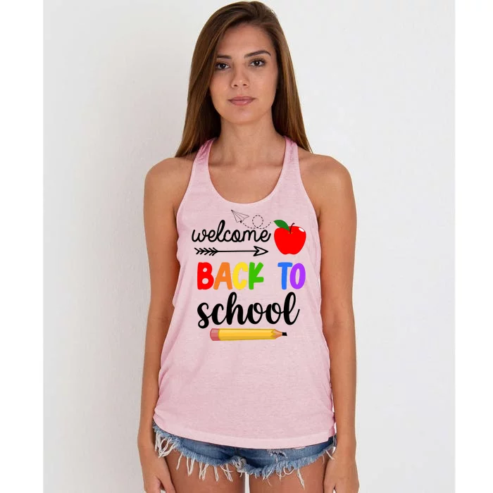 Welcome Back To School Teachers Students Women's Knotted Racerback Tank