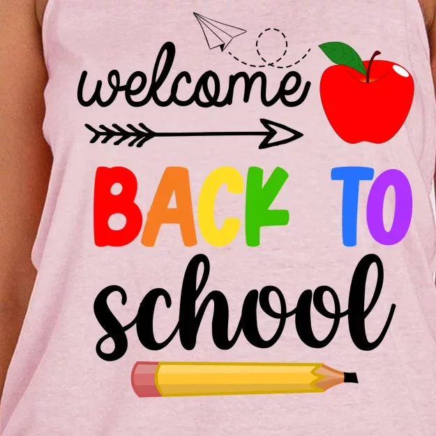 Welcome Back To School Teachers Students Women's Knotted Racerback Tank