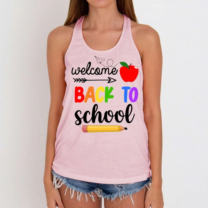 Welcome Back To School Teachers Students Women's Knotted Racerback Tank